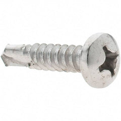 Value Collection - #12, Pan Head, Phillips Drive, 1" Length Under Head, #3 Point, Self Drilling Screw - Grade 410 Stainless Steel - Exact Industrial Supply