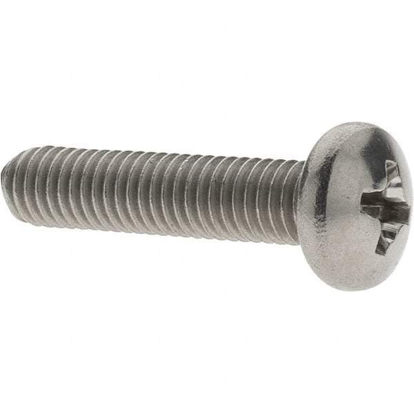 Value Collection - #10-32 UNF, 7/8" Length Under Head Phillips Drive Machine Screw - Pan Head, Grade 18-8 Stainless Steel, Uncoated, Without Washer - Exact Industrial Supply