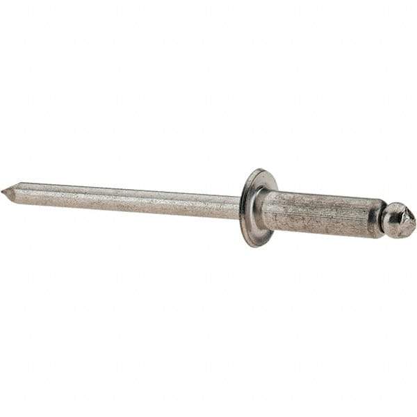 Value Collection - Size 56 Dome Head Stainless Steel Open End Blind Rivet - Stainless Steel Mandrel, 0.251" to 3/8" Grip, 0.312" Head Diam, 0.16" to 0.164" Hole Diam, 0.55" Length Under Head, 5/32" Body Diam - Exact Industrial Supply