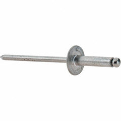 Value Collection - Size 46 Large Flange Dome Head Aluminum Open End Blind Rivet - Steel Mandrel, 0.251" to 3/8" Grip, 3/8" Head Diam, 0.129" to 0.133" Hole Diam, 0.525" Length Under Head, 1/8" Body Diam - Exact Industrial Supply