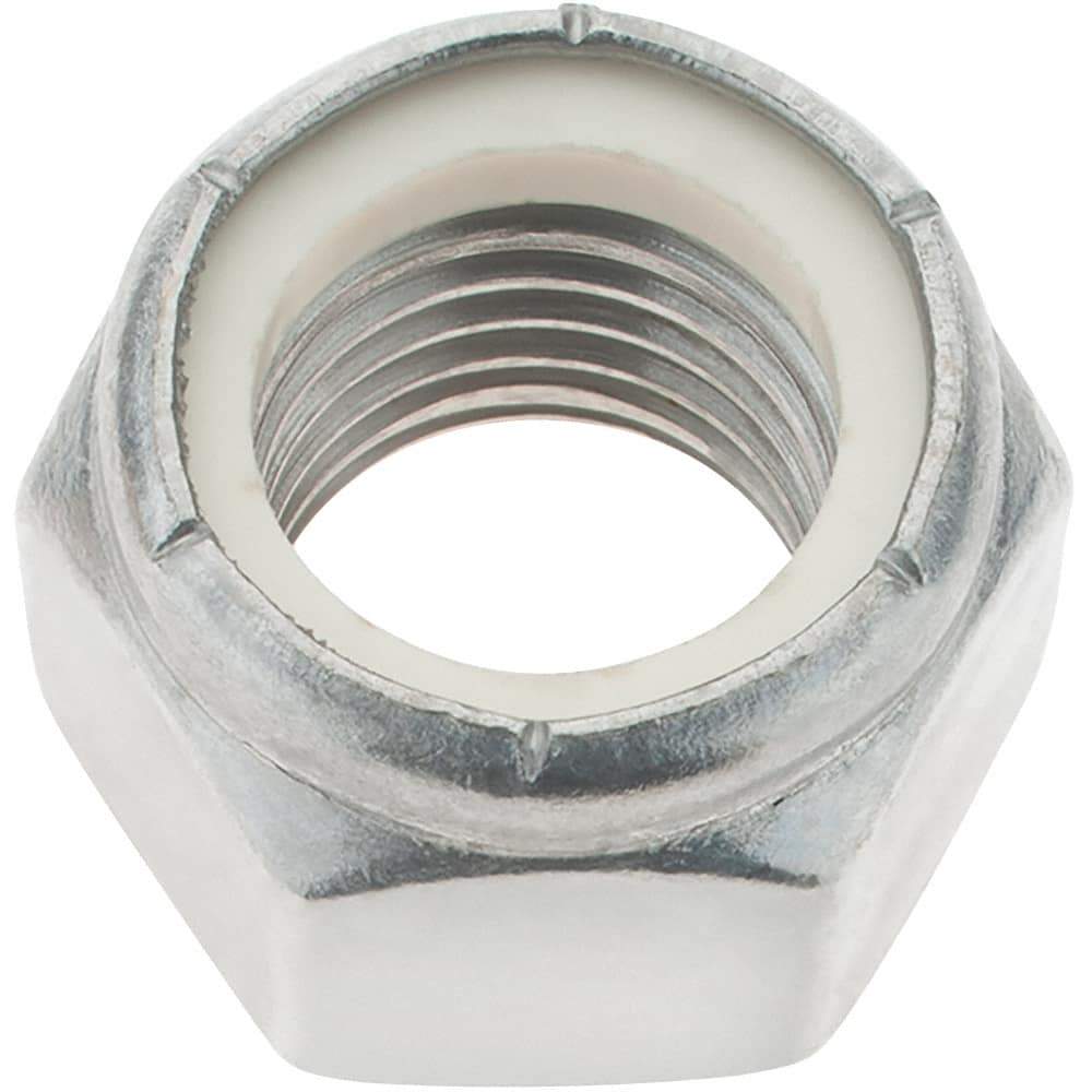 Value Collection - 1-8 UNC 18-8 Hex Lock Nut with Nylon Insert - 1-7/16" Width Across Flats, 1-3/64" High - Exact Industrial Supply