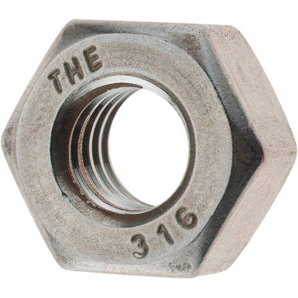 Value Collection - 5/16-18 UNC Stainless Steel Right Hand Heavy Hex Nut - 9/16" Across Flats, 19/64" High, Uncoated - Exact Industrial Supply