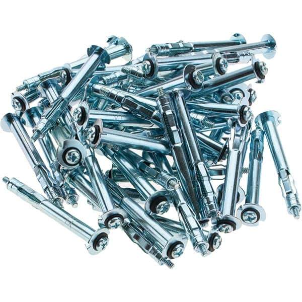 Value Collection - 1/8" Diam, 2-1/2" Long, 1/4 to 1/2" Thick, Sleeve Drywall & Hollow Wall Anchor - Steel, Use with Concrete/Masonry, Drywall & Plywood - Exact Industrial Supply