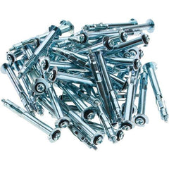 Value Collection - 1/8" Diam, 2-1/2" Long, 1/4 to 1/2" Thick, Sleeve Drywall & Hollow Wall Anchor - Steel, Use with Concrete/Masonry, Drywall & Plywood - Exact Industrial Supply