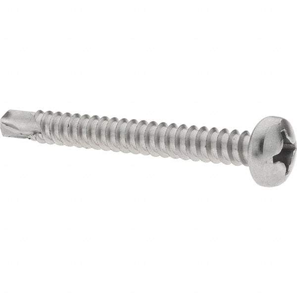 Value Collection - #12, Pan Head, Phillips Drive, 2" Length Under Head, #3 Point, Self Drilling Screw - Grade 410 Stainless Steel - Exact Industrial Supply