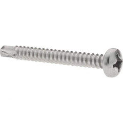 Value Collection - #12, Pan Head, Phillips Drive, 2" Length Under Head, #3 Point, Self Drilling Screw - Grade 410 Stainless Steel - Exact Industrial Supply