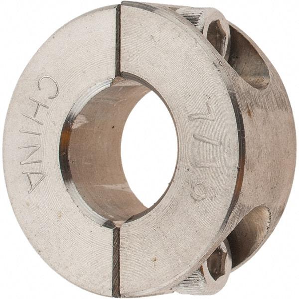 Value Collection - 7/16" Bore, Stainless Steel, Two Piece Shaft Collar - 15/16" Outside Diam, 3/8" Wide - Exact Industrial Supply