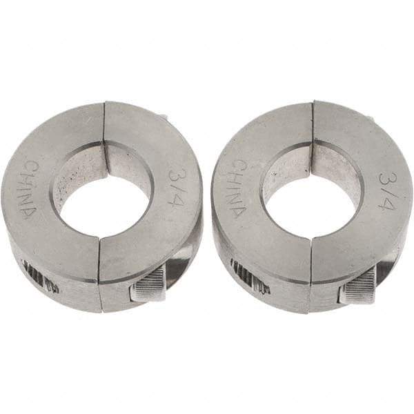 Value Collection - 3/4" Bore, Stainless Steel, Two Piece Shaft Collar - 1-1/2" Outside Diam, 1/2" Wide - Exact Industrial Supply