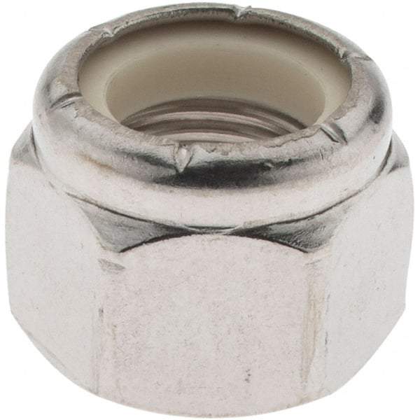 Value Collection - 1/2-20 UNF 18-8 Hex Lock Nut with Nylon Insert - 3/4" Width Across Flats, 19/32" High, Uncoated - Exact Industrial Supply