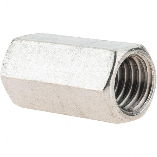Value Collection - 1/2-13 UNC, 1-1/4" OAL Stainless Steel Standard Coupling Nut - 5/8" Width Across Flats - Exact Industrial Supply