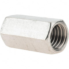 Value Collection - 1/2-13 UNC, 1-1/4" OAL Stainless Steel Standard Coupling Nut - 5/8" Width Across Flats - Exact Industrial Supply