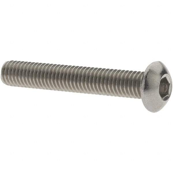 Value Collection - #10-32 UNF Hex Socket Drive, Button Screw - Grade 18.8 Stainless Steel, Fully Threaded, 1-1/4" Length Under Head - Exact Industrial Supply
