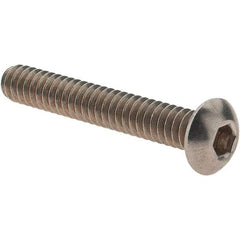 Value Collection - #10-24 UNC Hex Socket Drive, Button Screw - Grade 18.8 Stainless Steel, Fully Threaded, 1-1/4" Length Under Head - Exact Industrial Supply