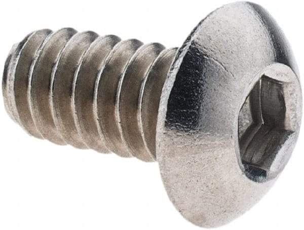 Value Collection - #10-24 UNC Hex Socket Drive, Button Screw - Grade 18-8 Stainless Steel, 3/8" Length Under Head - Exact Industrial Supply