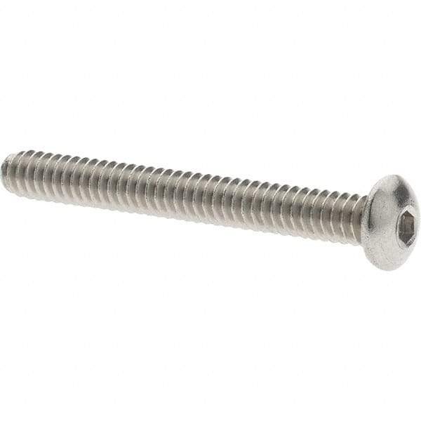 Value Collection - #4-40 UNC Hex Socket Drive, Button Screw - Grade 18.8 Stainless Steel, Fully Threaded, 1" Length Under Head - Exact Industrial Supply