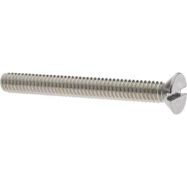 Value Collection - #12-24 UNC, 2" OAL Slotted Drive Machine Screw - Flat Head, Grade 18-8 Stainless Steel, Uncoated, Without Washer - Exact Industrial Supply