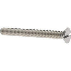 Value Collection - #12-24 UNC, 2" OAL Slotted Drive Machine Screw - Flat Head, Grade 18-8 Stainless Steel, Uncoated, Without Washer - Exact Industrial Supply