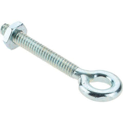 Value Collection - #10-24, Zinc-Plated Finish, Steel Wire Turned Eye Bolt - 1-3/16" Thread Length, 9/32" ID, 1-7/16" Shank Length - Exact Industrial Supply