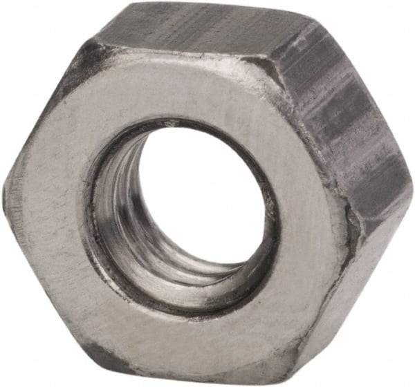 Made in USA - 3/8-16 UNC Steel Right Hand Hex Nut - 9/16" Across Flats, 0.337" High, Zinc Clear Finish - Exact Industrial Supply