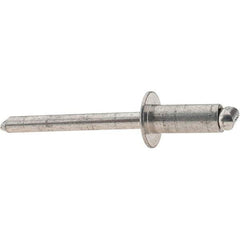 Value Collection - Size 86 Dome Head Stainless Steel Open End Blind Rivet - Stainless Steel Mandrel, 0.251" to 3/8" Grip, 1/2" Head Diam, 0.257" to 0.261" Hole Diam, 6250" Length Under Head, 1/4" Body Diam - Exact Industrial Supply