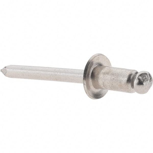 Value Collection - Size 84 Dome Head Stainless Steel Open End Blind Rivet - Stainless Steel Mandrel, 0.062" to 1/4" Grip, 1/2" Head Diam, 0.257" to 0.261" Hole Diam, 1/2" Length Under Head, 1/4" Body Diam - Exact Industrial Supply
