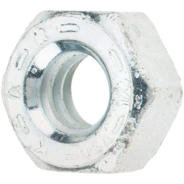 Value Collection - 1/4-20 UNC Steel Right Hand Hex Nut - 7/16" Across Flats, 7/32" High, Zinc Yellow Dichromate Finish - Exact Industrial Supply