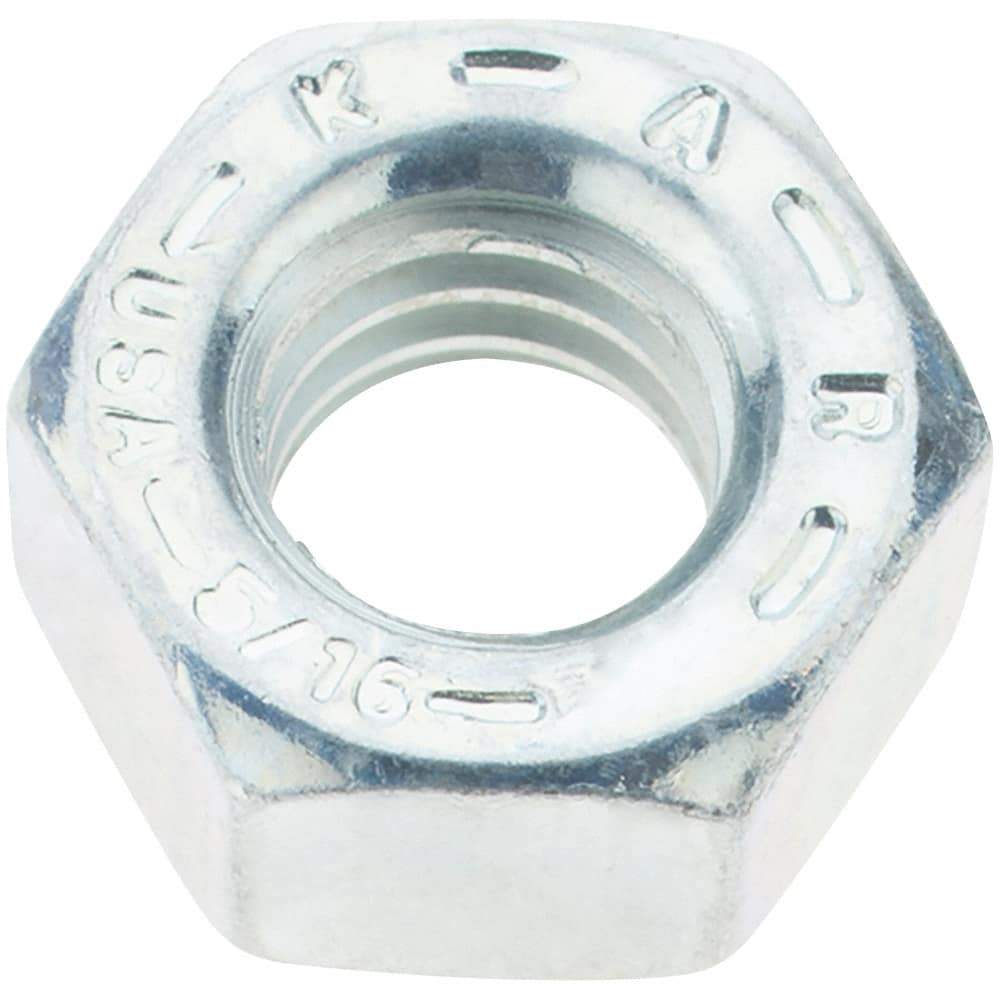 Value Collection - 5/16-18 UNC Steel Right Hand Hex Nut - 1/2" Across Flats, 17/64" High, Zinc Yellow Dichromate Finish - Exact Industrial Supply