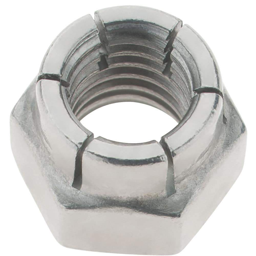 Value Collection - 3/8-16 UNC 18-8 Hex Lock Nut with Expanding Flex Top - Uncoated, Meets Military Specifications - Exact Industrial Supply