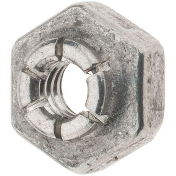 Value Collection - #6-32 UNJC 18-8 Hex Lock Nut with Expanding Flex Top - 5/16" Width Across Flats, 3/16" High, Uncoated, Meets Military Specifications - Exact Industrial Supply