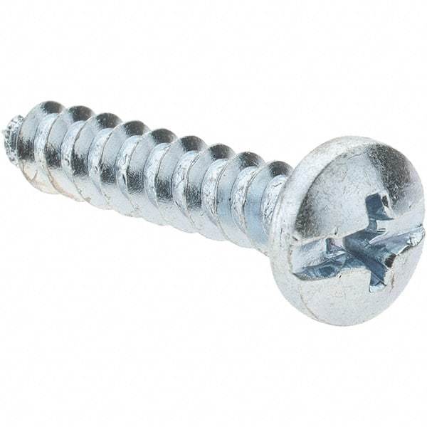 Value Collection - #10 Pan Head Slotted Phillips Sheet Metal Screw - Steel, 1" Length Under Head, Grade 2 - Exact Industrial Supply