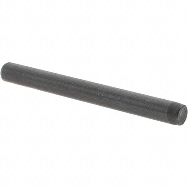 Value Collection - 1/4" Diam x 2-1/2" Pin Length Grade 8 Alloy Steel Standard Dowel Pin - Bright Finish, C 47-58 & C 60 (Surface) Hardness, 14,720 Lb (Double Shear), 7,360 Lb (Single Shear) Breaking Strength, 1 Beveled & 1 Rounded End - Exact Industrial Supply
