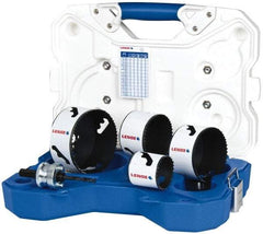 Lenox - 5 Piece, 2" to 4-1/8" Saw Diam, Contractor's Hole Saw Kit - Bi-Metal, Includes 4 Hole Saws - Exact Industrial Supply