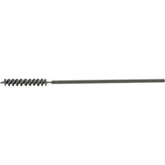 Brush Research Mfg. - 3/8" Diam Helical Steel Tube Brush - Single Spiral, 0.008" Filament Diam, 2-1/2" Brush Length, 9-1/2" OAL, 0.219" Diam Galvanized Steel Shank - Exact Industrial Supply