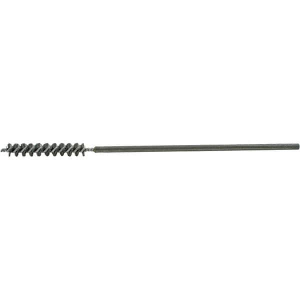Brush Research Mfg. - 5/16" Diam Helical Steel Tube Brush - Single Spiral, 0.008" Filament Diam, 2-1/2" Brush Length, 9-1/2" OAL, 0.219" Diam Galvanized Steel Shank - Exact Industrial Supply