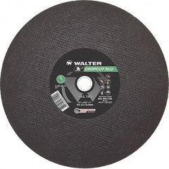 WALTER Surface Technologies - 14" 30 Grit Aluminum Oxide Cutoff Wheel - 3/32" Thick, 1" Arbor, 4,400 Max RPM, Use with Chop Saws - Exact Industrial Supply