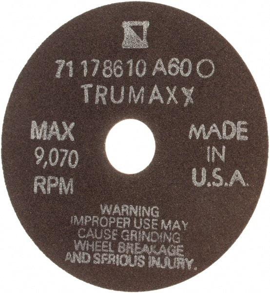 Tru-Maxx - 4" 60 Grit Aluminum Oxide Cutoff Wheel - 1/32" Thick, 3/4" Arbor, 9,070 Max RPM, Use with Stationary Tools - Exact Industrial Supply