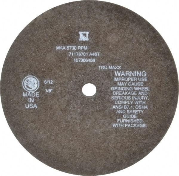 Tru-Maxx - 8" 46 Grit Aluminum Oxide Cutoff Wheel - 1/8" Thick, 5/8" Arbor, 4,536 Max RPM, Use with Stationary Tools - Exact Industrial Supply