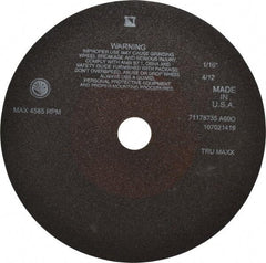 Tru-Maxx - 10" 60 Grit Aluminum Oxide Cutoff Wheel - 1/16" Thick, 1-1/4" Arbor, 3,629 Max RPM, Use with Stationary Tools - Exact Industrial Supply