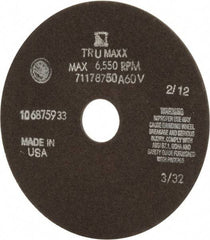 Tru-Maxx - 7" 60 Grit Aluminum Oxide Cutoff Wheel - 3/32" Thick, 1-1/4" Arbor, 5,184 Max RPM, Use with Stationary Tools - Exact Industrial Supply