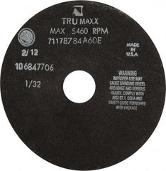 Tru-Maxx - 7" 60 Grit Aluminum Oxide Cutoff Wheel - 1/32" Thick, 1-1/4" Arbor, 5,184 Max RPM, Use with Stationary Tools - Exact Industrial Supply