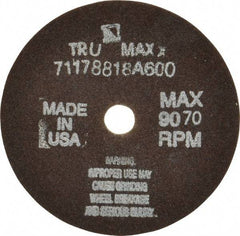 Tru-Maxx - 4" 60 Grit Aluminum Oxide Cutoff Wheel - 1/16" Thick, 1/2" Arbor, 9,072 Max RPM, Use with Stationary Tools - Exact Industrial Supply