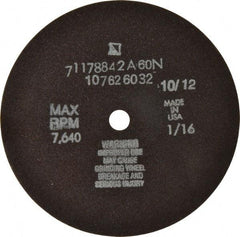Tru-Maxx - 6" 60 Grit Aluminum Oxide Cutoff Wheel - 1/16" Thick, 1/2" Arbor, 6,048 Max RPM, Use with Stationary Tools - Exact Industrial Supply