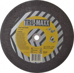 Tru-Maxx - 10" 36 Grit Aluminum Oxide Cutoff Wheel - 3/32" Thick, 5/8" Arbor, 6,112 Max RPM, Use with Stationary Tools - Exact Industrial Supply