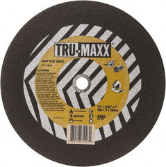 Tru-Maxx - 14" 36 Grit Aluminum Oxide Cutoff Wheel - 3/32" Thick, 1" Arbor, 4,365 Max RPM, Use with Chop Saws - Exact Industrial Supply