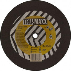 Tru-Maxx - 16" 36 Grit Aluminum Oxide Cutoff Wheel - 7/64" Thick, 1" Arbor, 3,820 Max RPM, Use with Chop Saws - Exact Industrial Supply