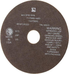 Tru-Maxx - 7" 60 Grit Aluminum Oxide Cutoff Wheel - 0.035" Thick, 1-1/4" Arbor, 8,731 Max RPM, Use with Stationary Tools - Exact Industrial Supply