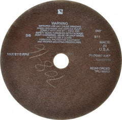 Tru-Maxx - 10" 46 Grit Aluminum Oxide Cutoff Wheel - 0.06" Thick, 1-1/4" Arbor, 6,112 Max RPM, Use with Stationary Tools - Exact Industrial Supply