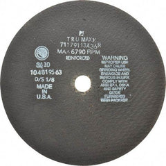 Tru-Maxx - 9" 36 Grit Aluminum Oxide Cutoff Wheel - 1/8" Thick, 7/8" Arbor, 6,791 Max RPM, Use with Angle Grinders - Exact Industrial Supply