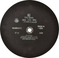 Tru-Maxx - 10" 46 Grit Aluminum Oxide Cutoff Wheel - 3/32" Thick, 5/8" Arbor, 3,629 Max RPM, Use with Stationary Tools - Exact Industrial Supply