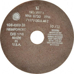 Tru-Maxx - 7" 46 Grit Aluminum Oxide Cutoff Wheel - 1/16" Thick, 1-1/4" Arbor, 6,731 Max RPM, Use with Stationary Tools - Exact Industrial Supply